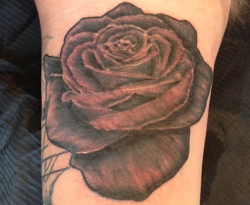 rose tattoo black and grey realism tattoo realistic