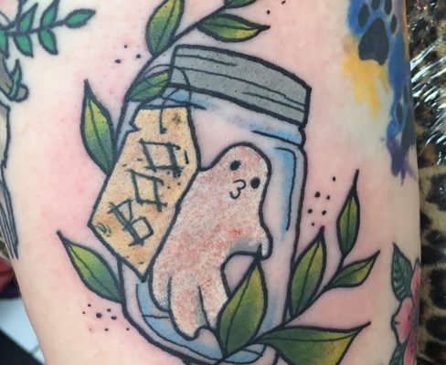 Tattoo, Best Tattoo, Colchester, Essex, Tattoo art, Tattoo Artist, Tattoos, Tattoo design, Top Tattoo, reds tattoo, anna kowacka, essex tattoo, colchester, tattoo ideas, colour, colour tattoo, ghost tattoo, ghost, ghost in a jar