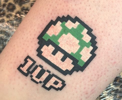 Tattoo, Best Tattoo, Colchester, Essex, Tattoo art, Tattoo Artist, Tattoos, Tattoo design, Top Tattoo, reds tattoo, anna kowacka, essex tattoo, colchester, tattoo ideas, colour, colour tattoo, mario bros tattoo, mario bros, 1 up, 1 up tattoo