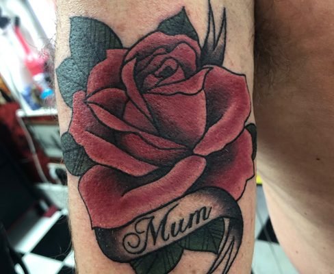 Tattoo, Best Tattoo, Colchester, Essex, Tattoo art, Tattoo Artist, Tattoos, Tattoo design, Top Tattoo, reds tattoo, anna kowacka, essex tattoo, colchester, tattoo ideas, colour, colour tattoo, rose, rose tattoo, neo traditional tattoo, banner, memorial tattoo