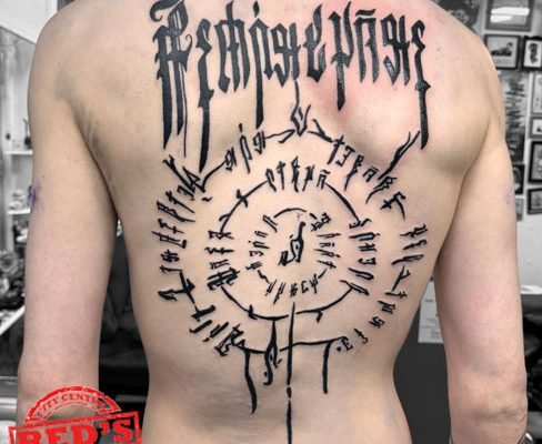 Tattoo, tat, ink, body art, Colchester, essex, best rated tattoo, top artist, best artist, tattoo Colchester, Colchester tattoo, essex tattoo, tattoo essex, recommended tattoo studio, tattoo studio, cheap tattoo, good tattoo, tattoo art, ink, inked, reds tattoo, reds tattoo parlour, reds, reds tattoo studio, high street studio, sonya trusty, female tattoo artist, female artist, tattooartist, tattooed, blackandgreytattoo, tattooart, tattoo life, tattooer, tattoo love, blackandwhite, awesometattoos, linework tattoo, outline tattoo, script, script tattoo, writing tattoo, words, city centre, Colchester city centre, nerd, nerd ink, dnd, dungeons and dragons, back tattoo, back, back piece