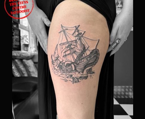 Tattoo, tat, ink, body art, Colchester, essex, best rated tattoo, top artist, best artist, tattoo Colchester, Colchester tattoo, essex tattoo, tattoo essex, recommended tattoo studio, tattoo studio, cheap tattoo, good tattoo, tattoo art, ink, inked, reds tattoo, reds tattoo parlour, reds, reds tattoo studio, high street studio, sonya trusty, female tattoo artist, female artist, tattooartist, tattooed, blackandgreytattoo, tattooart, tattoo life, tattooer, tattoo love, blackandwhite, awesometattoos, linework tattoo, outline tattoo, line tattoo, illustration, simple tattoo, small tattoo, cute tattoo, ship, ship tattoo, kraken, kraken tattoo, thigh tattoo