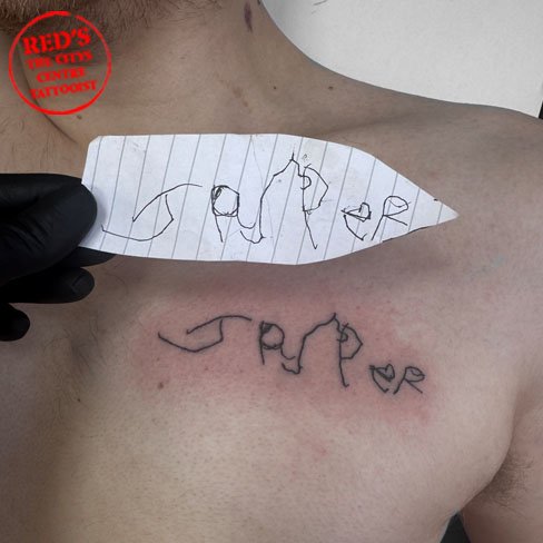 child handwriting tattoo